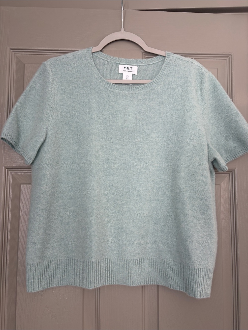 WILT Mint Crewneck Short-Sleeve 100% Cashmere Sweater- NWOT